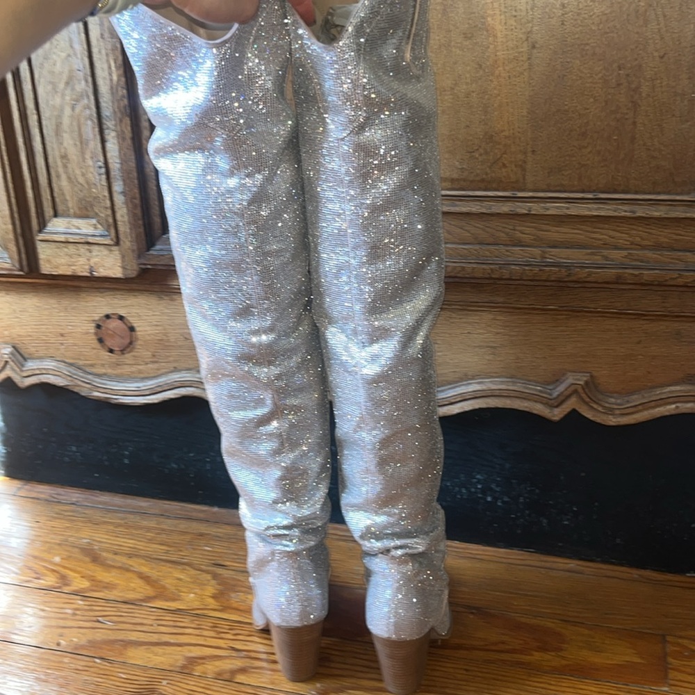 Steve Madden Landy-R Rhinestone Over The Knee Cowboy Boots - Picture 8 of 16